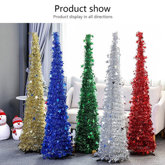 Artificial  Sequin & Tinsel Pop Up Christmas Tree With Stand