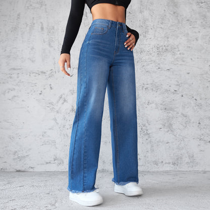 Wide-leg Casual High-waist Denim Jeans