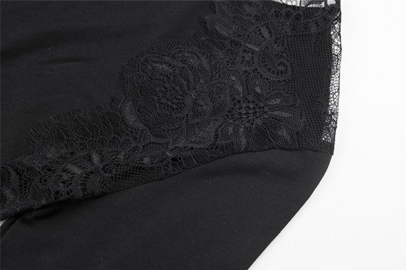 Open-Back Lace Stitching Long-Sleeved BodySuit