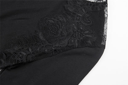 Open-Back Lace Stitching Long-Sleeved BodySuit