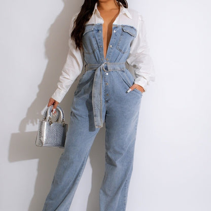 Ladies Loose Fit Casual Denim Jumpsuit