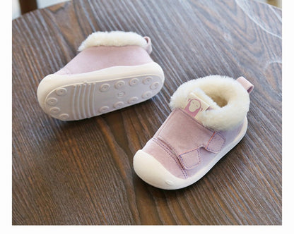 Cute Baby Velvet Booties with Fur Lining