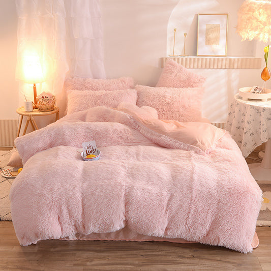 Pink Luxury Thick Winter Fleece Duvet Cover