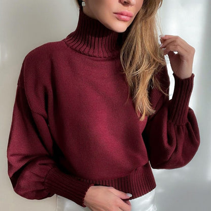 Elegance Redefined: Ladies Puff Sleeve Turtleneck Sweater