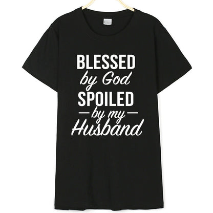 Black Women's Blessed By God Spoiled by My Husband T-Shirt