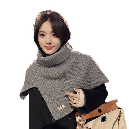 Fashionable With Side-slit Turtleneck Knitted Shawl Scarf