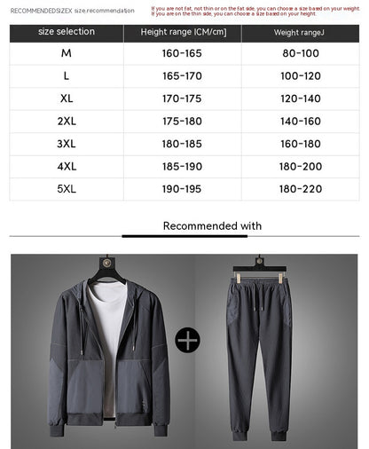 Sports And Leisure Men's Stretch Slim-fit Hooded Two-piece Suit