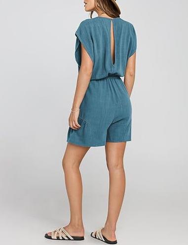 Back view of Women Cotton And Linen Loose Summer Jumpsuit