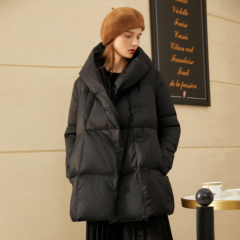 Warm Elegance: Hooded  Duck Down Jacket