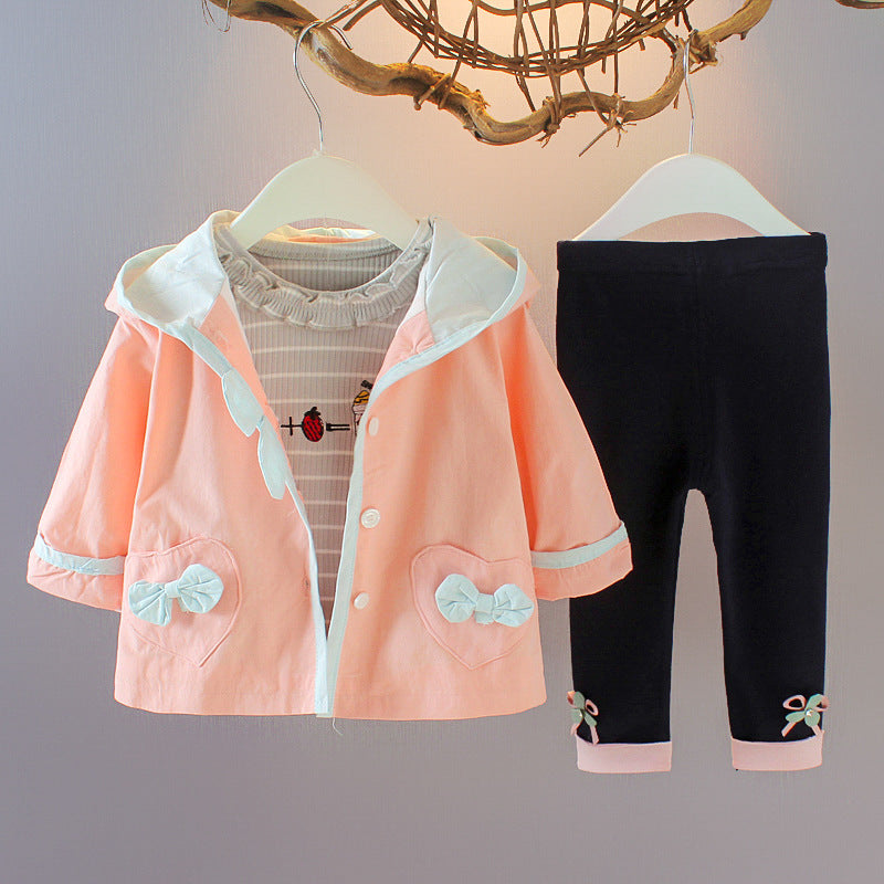 Cute Baby Girl Cartoon Three-piece Set