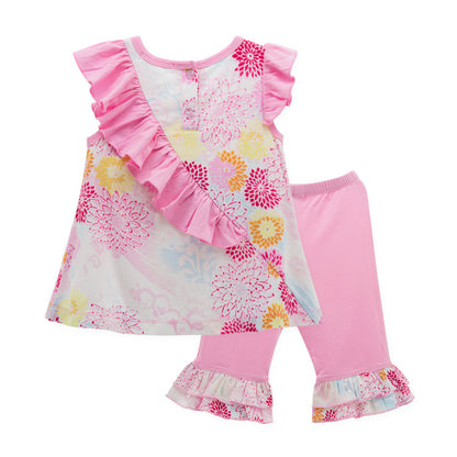 Baby Girl Pink Top and pant suit with flower design