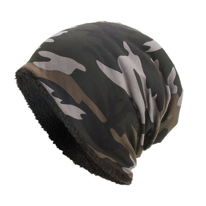 Camouflage Double Layered Velvet Beanie Hat