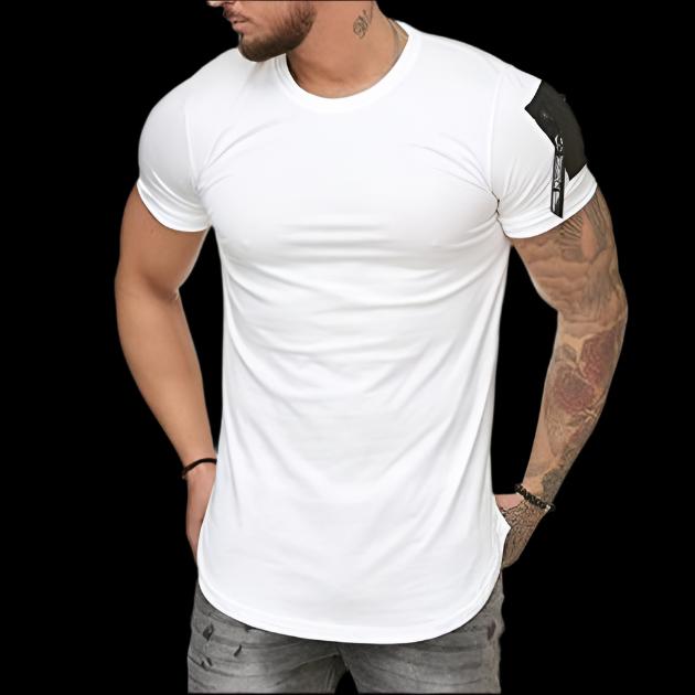 White Men's Solid Colored Short Sleeve Top