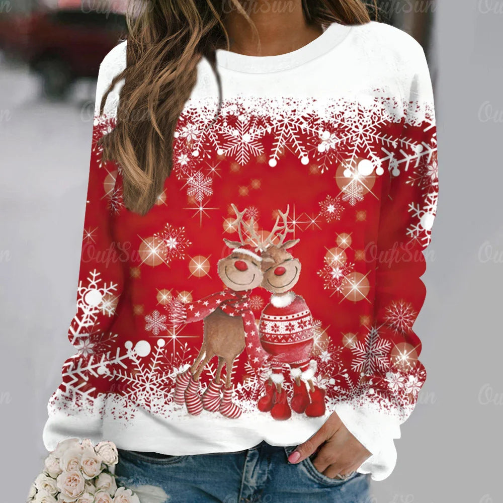 Digital 3D Printing Christmas Loose Sweatshirt