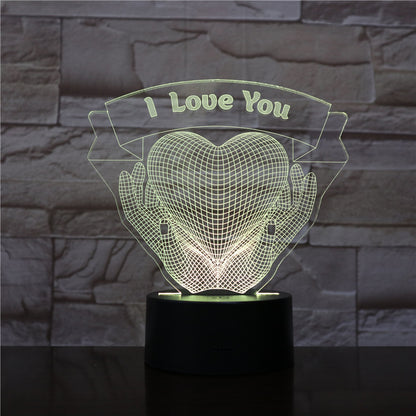 Hands Holding Love 3D Night Light - Valentine's Gift