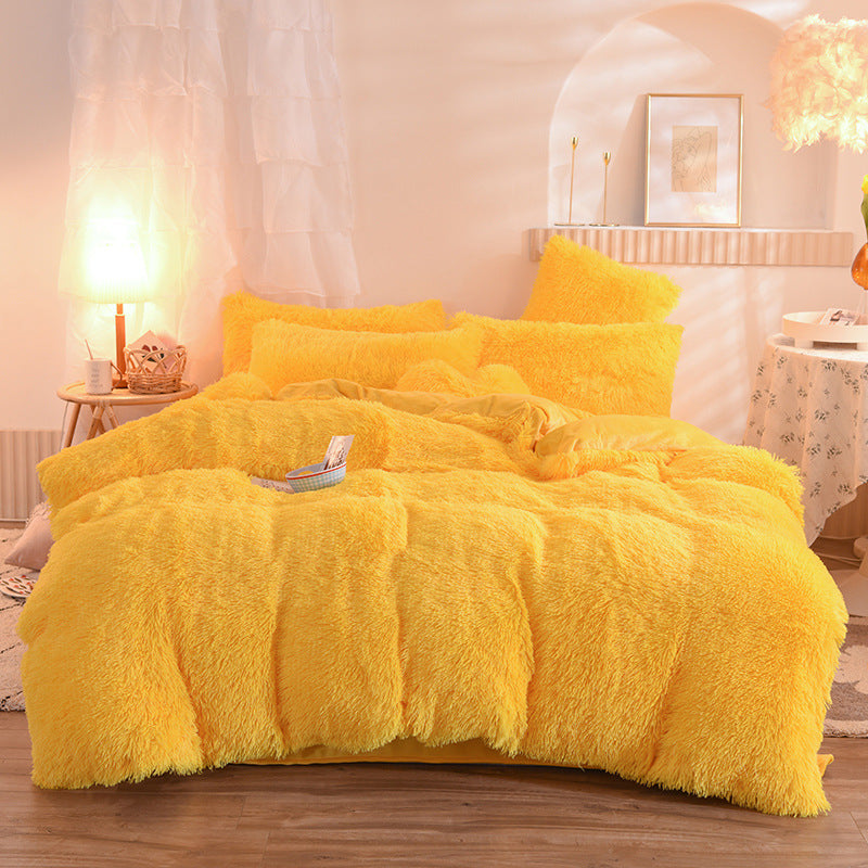 Yellow Luxury Thick Winter Fleece Duvet Cover