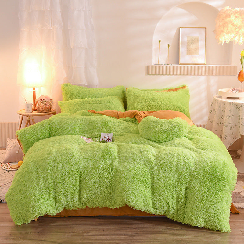 Green Luxury Thick Winter Fleece Duvet Cover