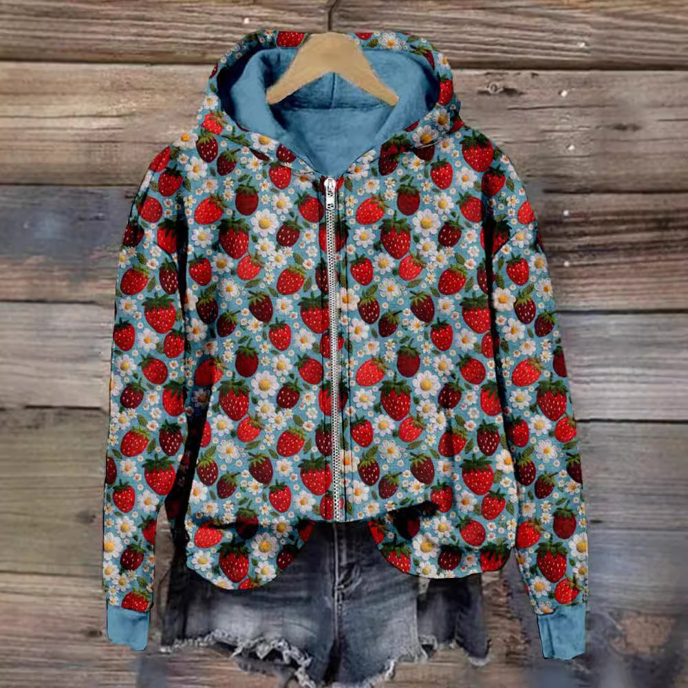 Animal Digital Printing Zipper Hooded Sweatshirt