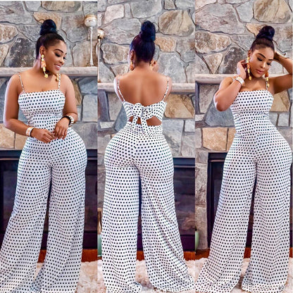 Ladies Playful Polka Dot Peephole Jumpsuit