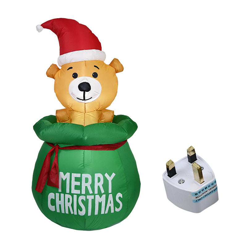 Inflatable Luminous Christmas Bear in a Pot