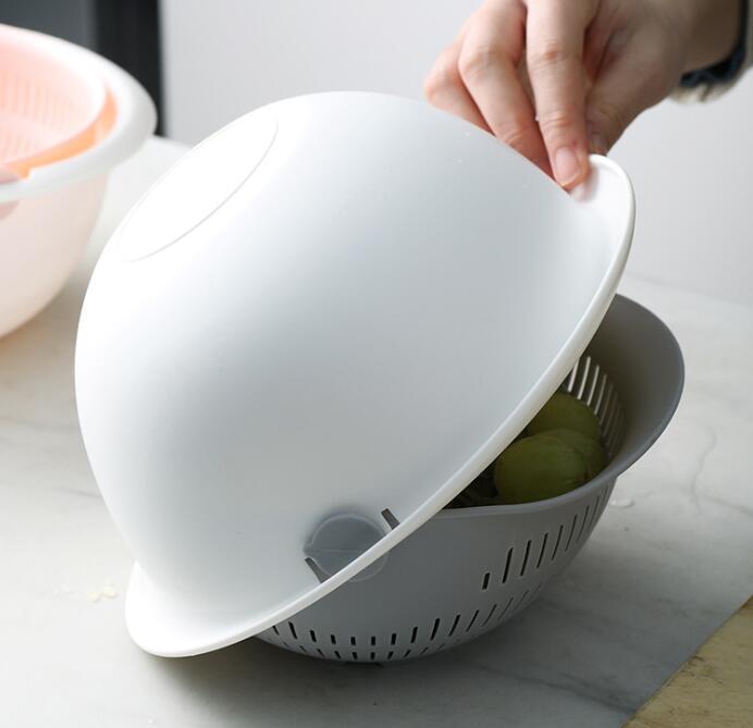 Double-Dish Fruit Drain Panning Wash Basket