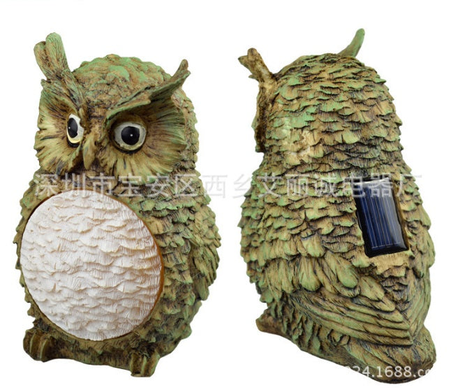 Solar Power Outdoor Owl Figurine Lamp