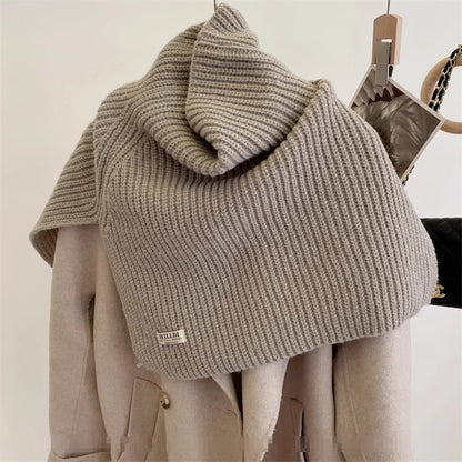 Fashionable With Side-slit Turtleneck Knitted Shawl Scarf