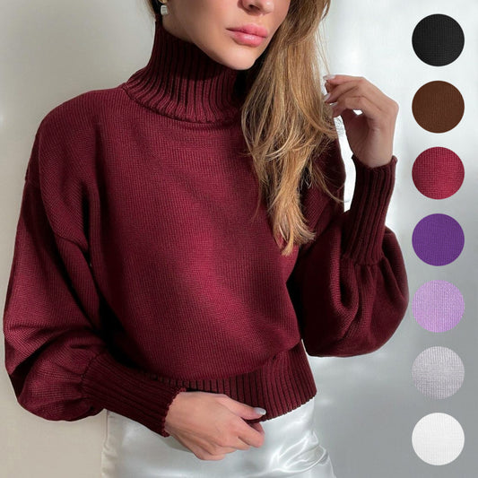 Elegance Redefined: Ladies Puff Sleeve Turtleneck Sweater