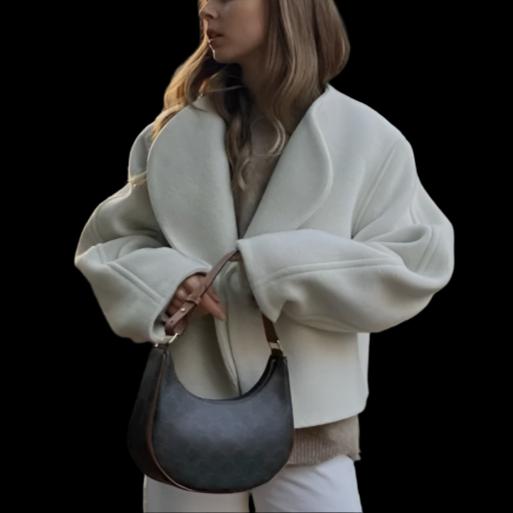 Ladies White  Short Woolen Coat: Timeless Elegance