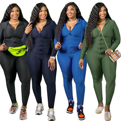 Plus Size Two Piece Set Sport Suit