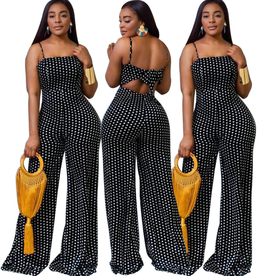 Ladies Playful Polka Dot Peephole Jumpsuit