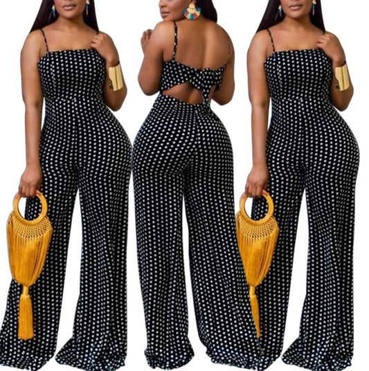 Ladies Playful Polka Dot Peephole Jumpsuit