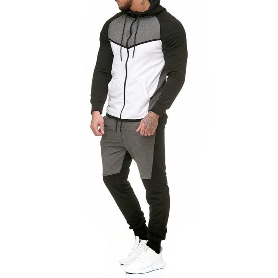 Men's Casual Block Color Sweatsuit Set