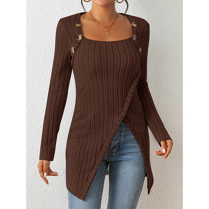 Slit Comfort Square-Neck Sweater