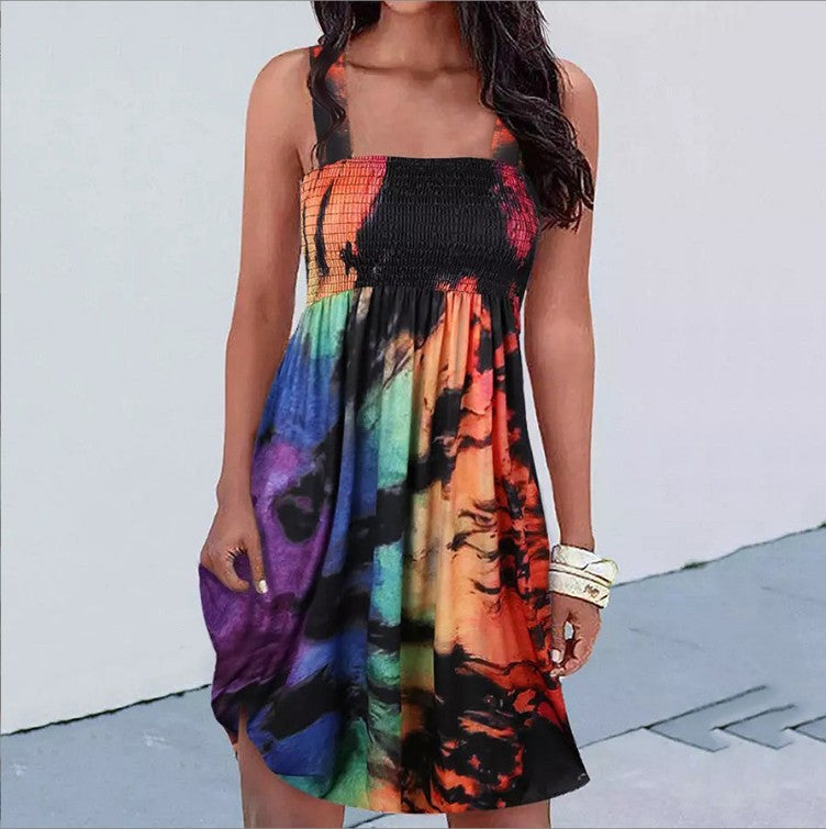 Ladies Printed Vibrant Style Summer Dress