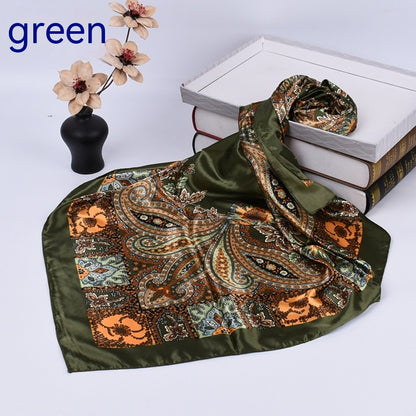 Large Kerchief Silk Scarf Classic Retro Printing