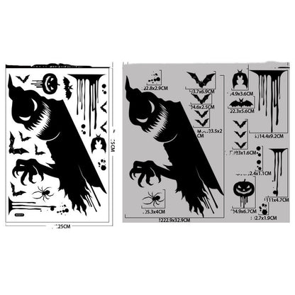 Witch Reaper Bat Skull Halloween Party Window Sticker Decor