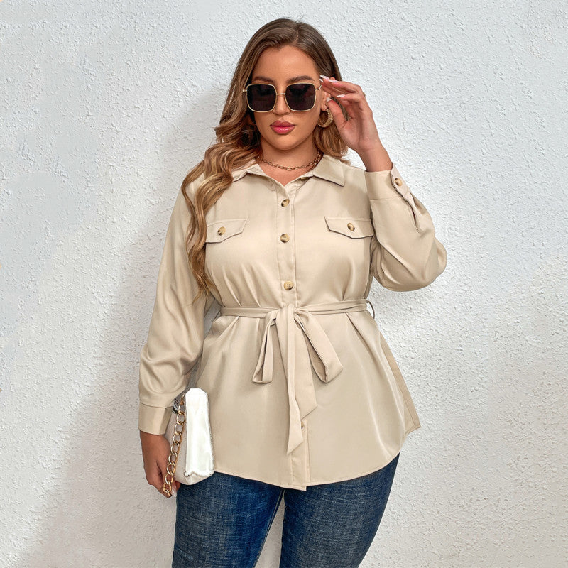 Chic Plus Size Belted Blouse: Stylish Comfort