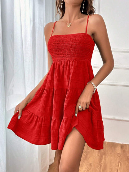 Woman's Summer Square-collar Pleated Dress