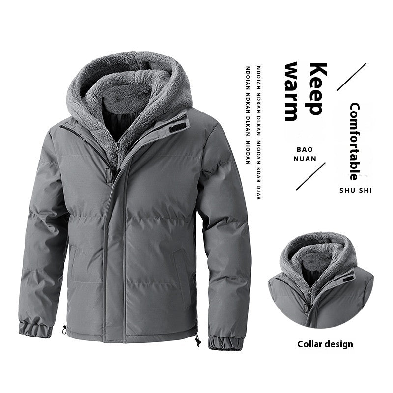 Two Piece Loose Padded Coat with Fleece Hood