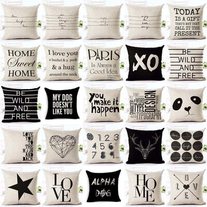 Letter Black and White Home Pillowcase