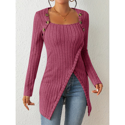 Slit Comfort Square-Neck Sweater