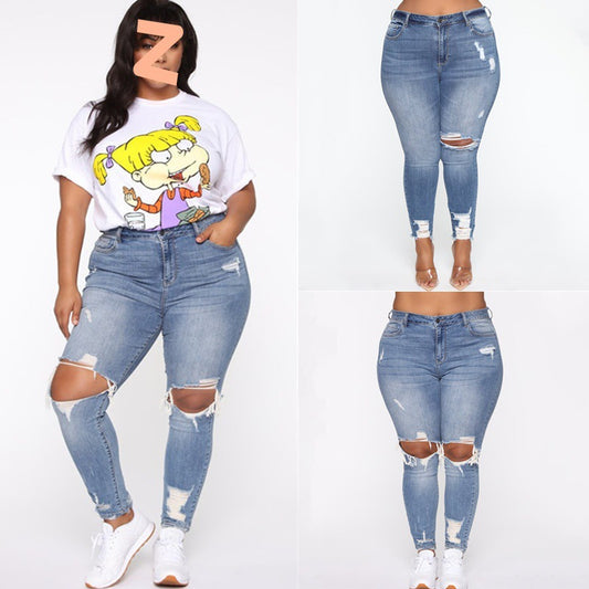 Trendy Plus Size Ripped Jeans for Stylish Comfort