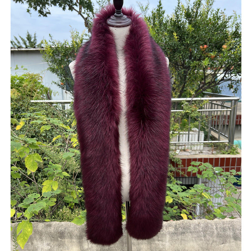 Women's Versatile Fox Tail Style Plush Long Warm Scarf