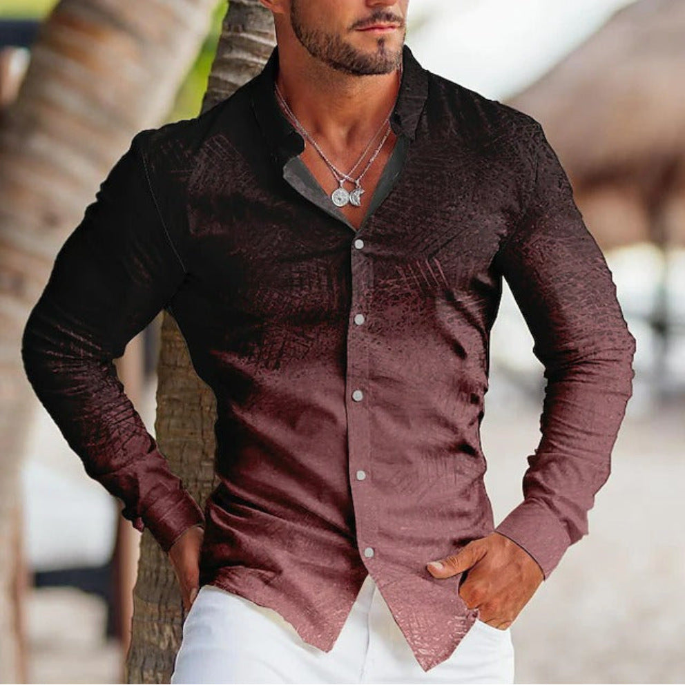 Vibrant Long Sleeve Lapel Shirt: Stylish Prints