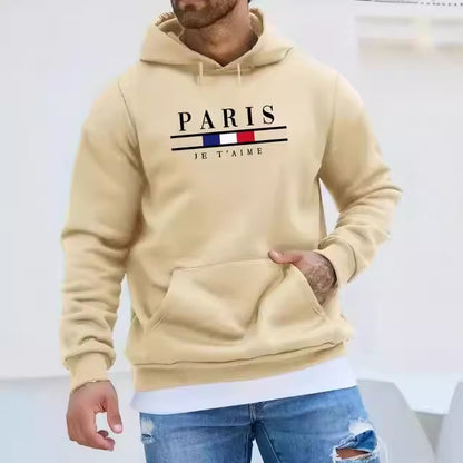 Printed Paris Long Sleeve Fleece Lined Hoodie