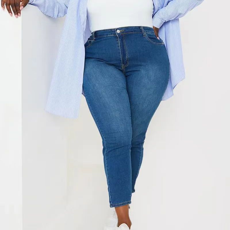 Plus Size High Waist Elastic Denim Jeans