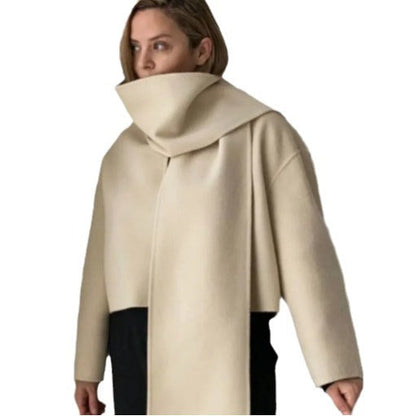 Effortless Elegance White Woolen Coat for Timeless Style