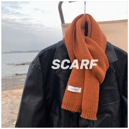 Solid Color Knitted Wool Keep Warm Scarf