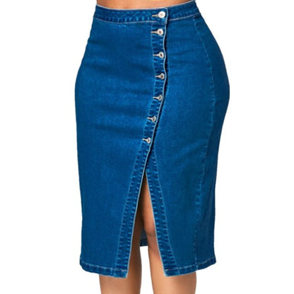 Women's Plus Size Denim Button Skirt